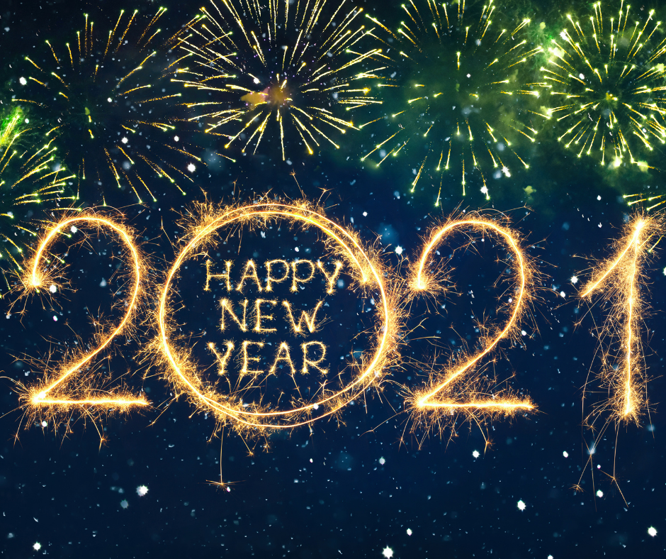 Happy New Year from Royal Lawn Care! fireworks spelling out happy new year 2021